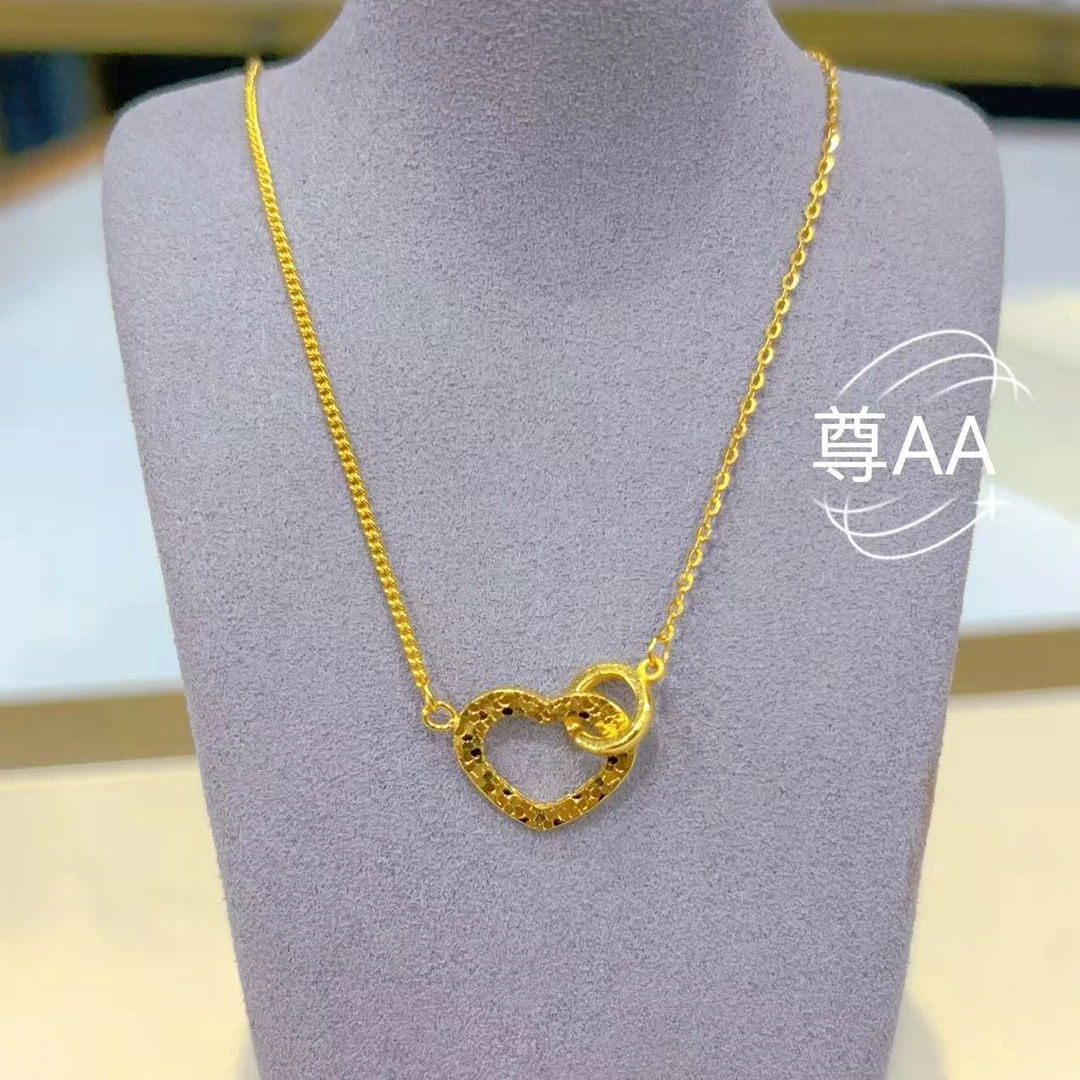 尊AA*足银爱心碎冰冰项链吊坠环环相扣轻奢精致z7128