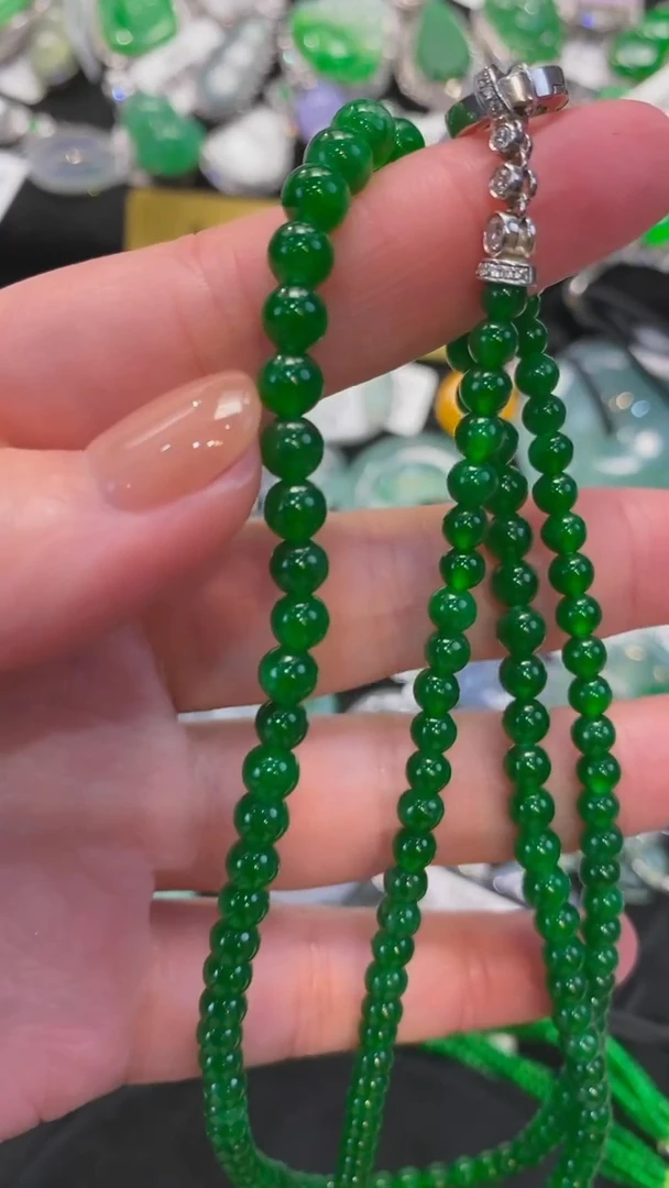 【闪购商品】翡翠颈饰18K金镶嵌珠链