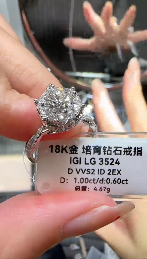 【闪购商品】实验室培育钻石18K金镶嵌1克拉庄园16号