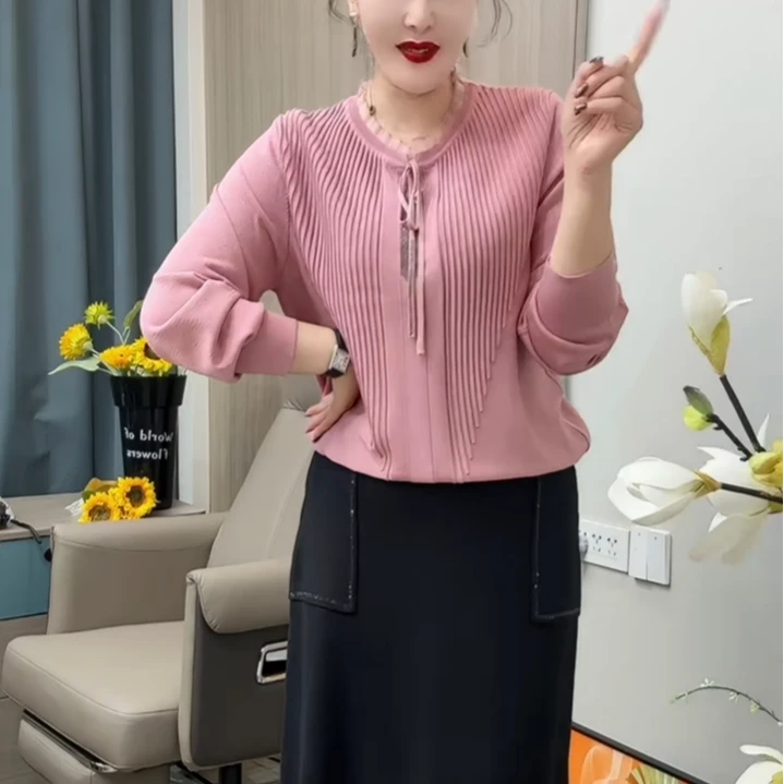 中年妈妈秋冬新款时尚加厚保暖打底衫高级气质洋气宽松休闲百搭款