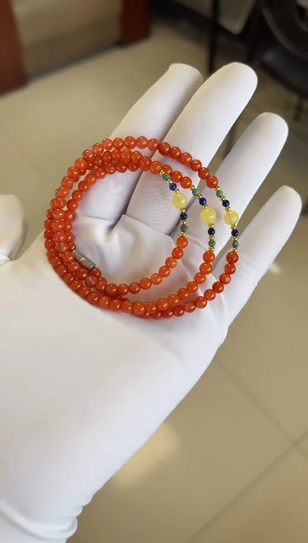 手串未镶嵌南红玛瑙v***y，南红多圈手串