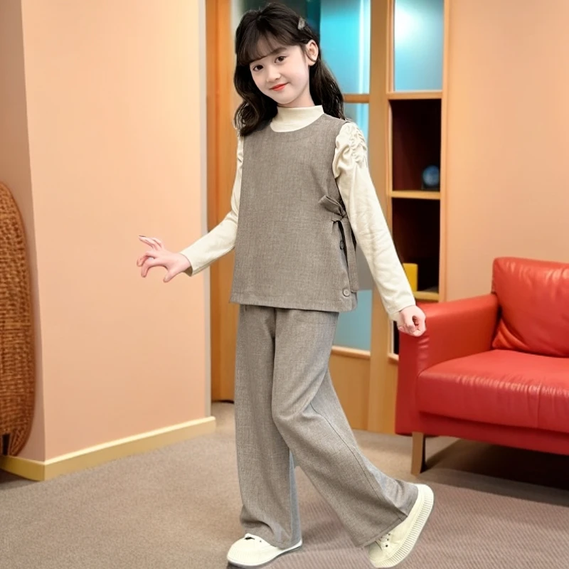 儿童装女童春秋款套装2025新款秋季女中大童韩系时尚休闲三件套