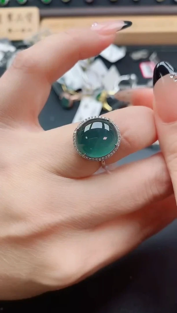 银S925镶嵌戒指翡翠1