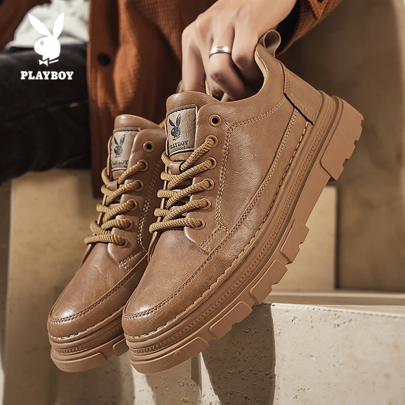PLAYBOY/花花公子休闲板鞋2025新款男士百搭低帮厚底高级感运动鞋
