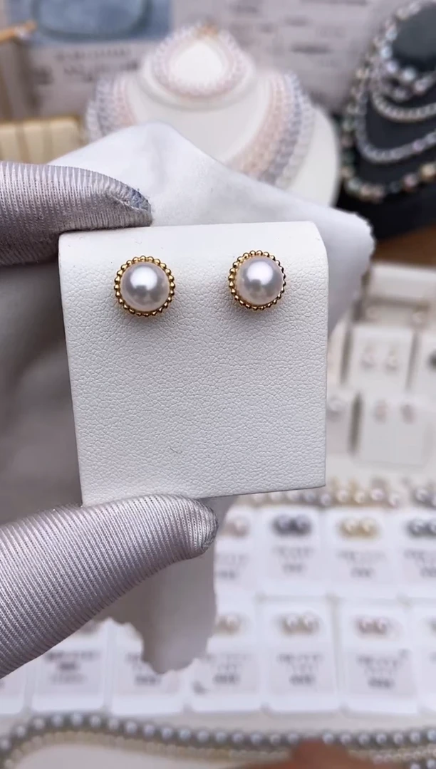 【闪购商品】海水珍珠耳饰18K金镶嵌太阳花耳饰