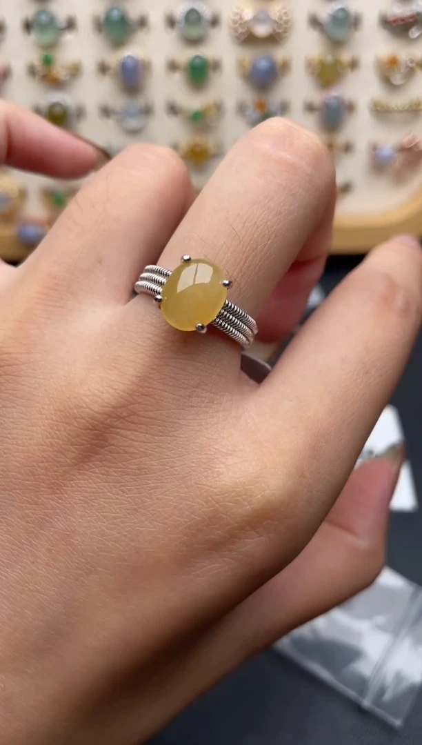 翡翠戒指银S925镶嵌一物一证一礼盒