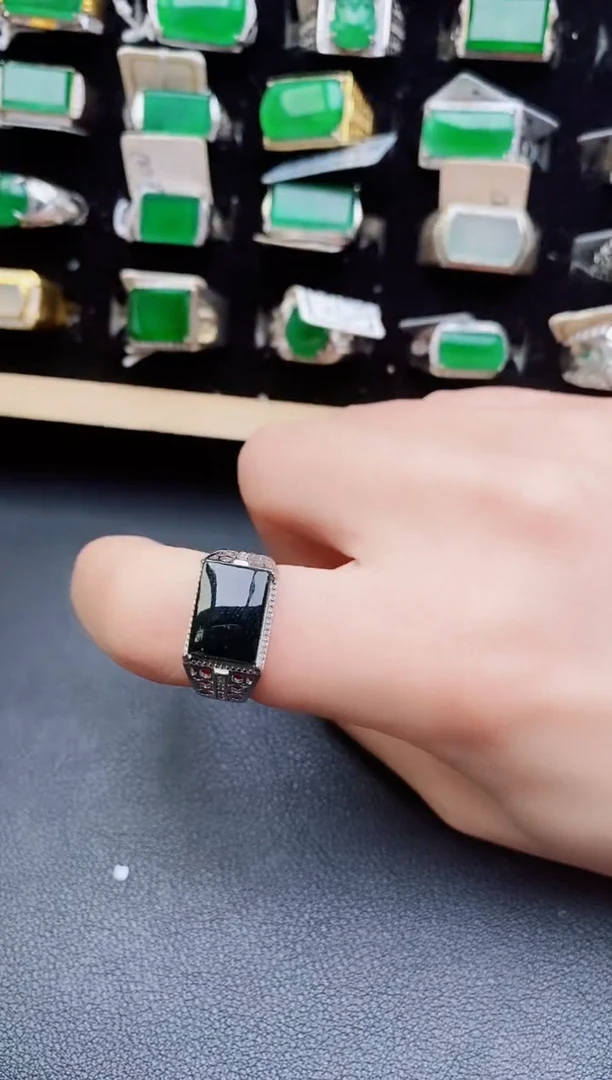 翡翠戒指银S925镶嵌5080