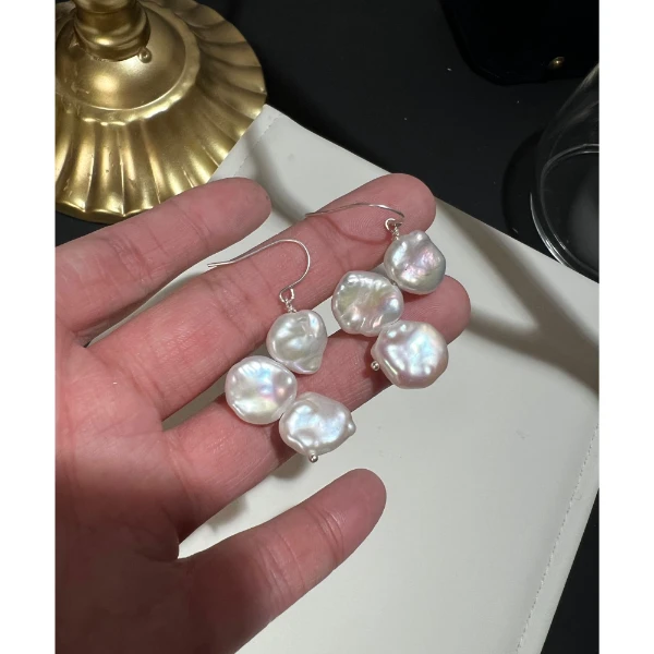 JUNMU花瓣巴洛克珍珠耳环轻奢气质高级感耳坠耳饰多样性发货发一