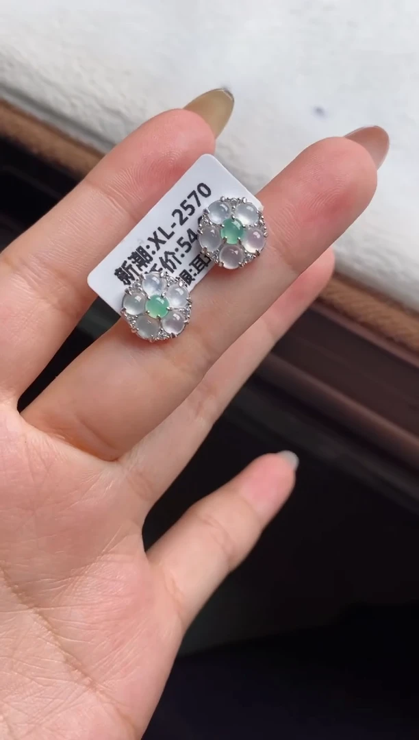 银S925镶嵌戒指翡翠天然A货翡翠