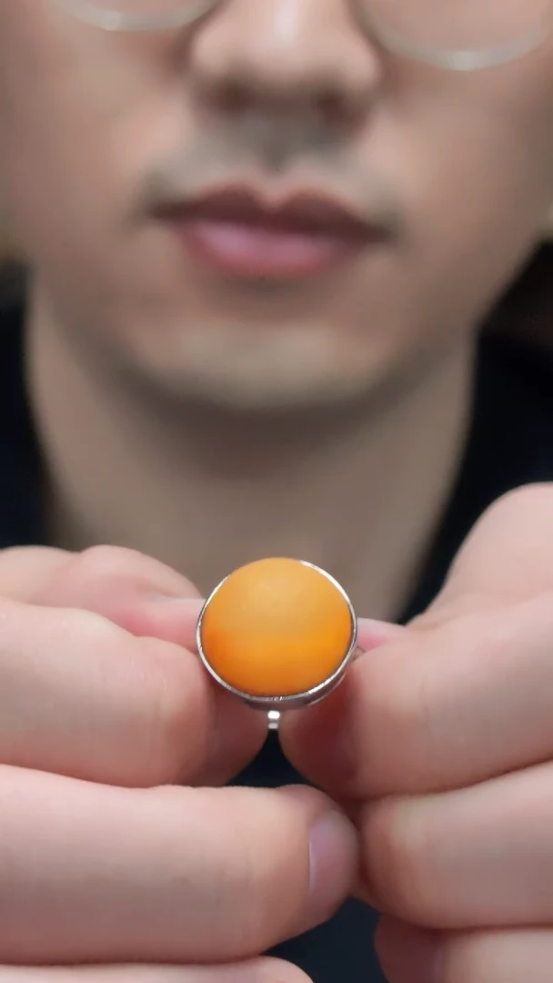 裸石蜜蜡银S925镶嵌S925银蜜蜡戒指GW