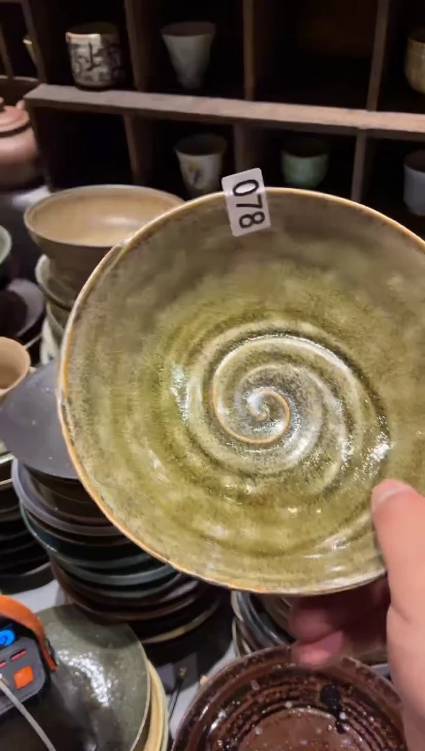 瓷片V*78手工粗陶窑变盘1个