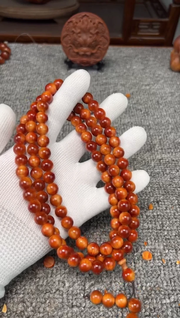 柏木（崖柏）1.0*108圆珠红泥膏 质感天花板