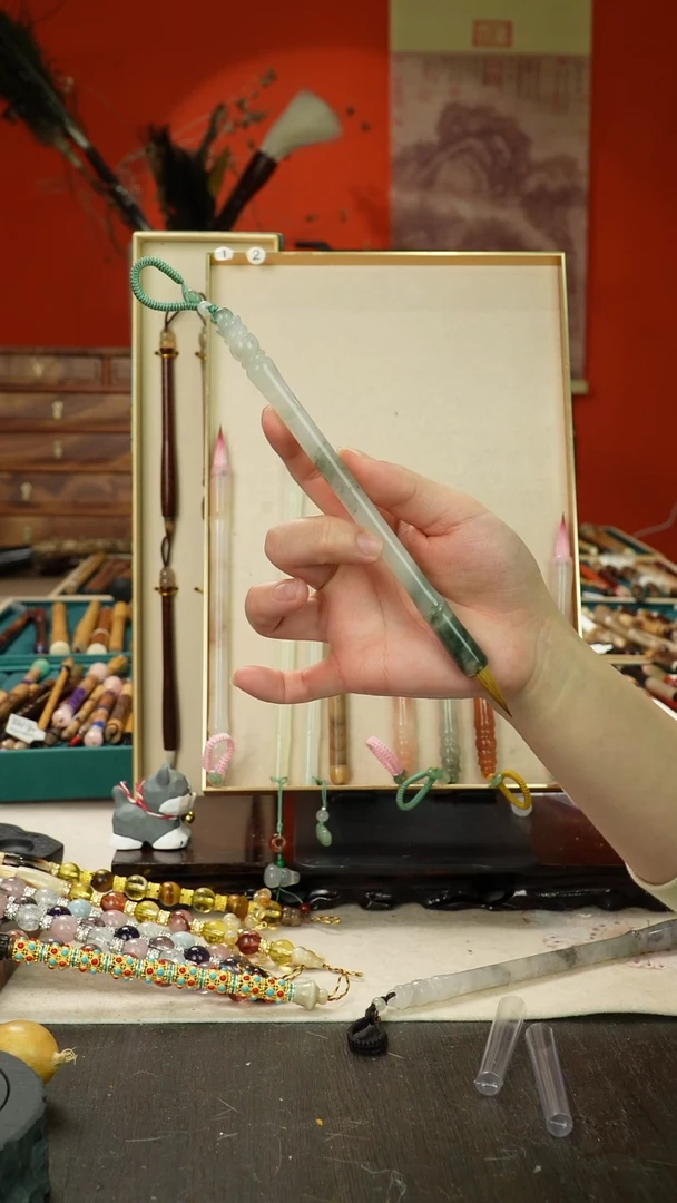 103号孤品高货毛笔链接 清水试笔 蘸墨不退