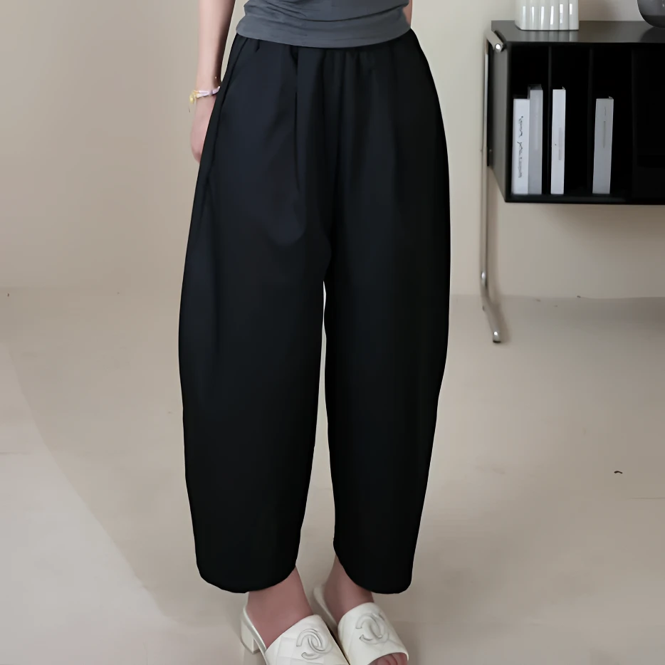 【花苞裤】2025夏季新款九分裤女垂感松弯刀阔腿裤莱赛尔羊毛打底衫
