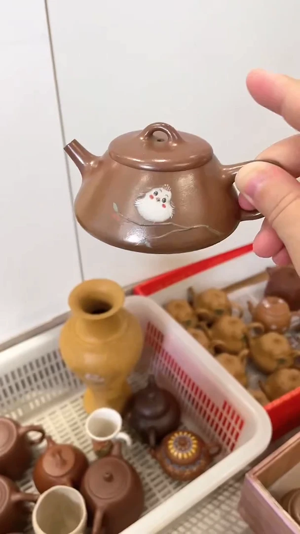 茶壶紫砂柴烧小鸟壶微瑕