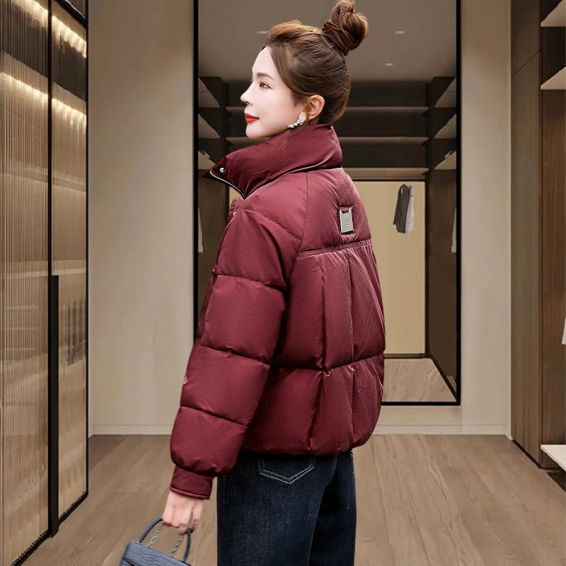 今年流行安可拉红立领棉衣棉服女冬季2025年新款爆款保暖加厚外套