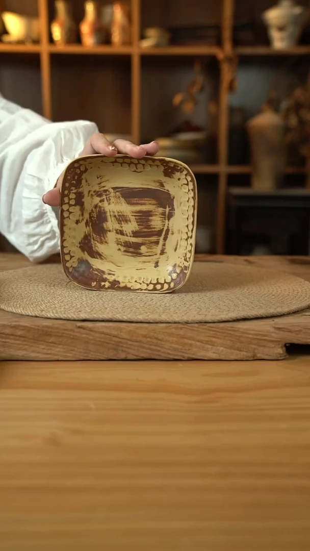 虎皮系列的6英寸四方卷边碟1个