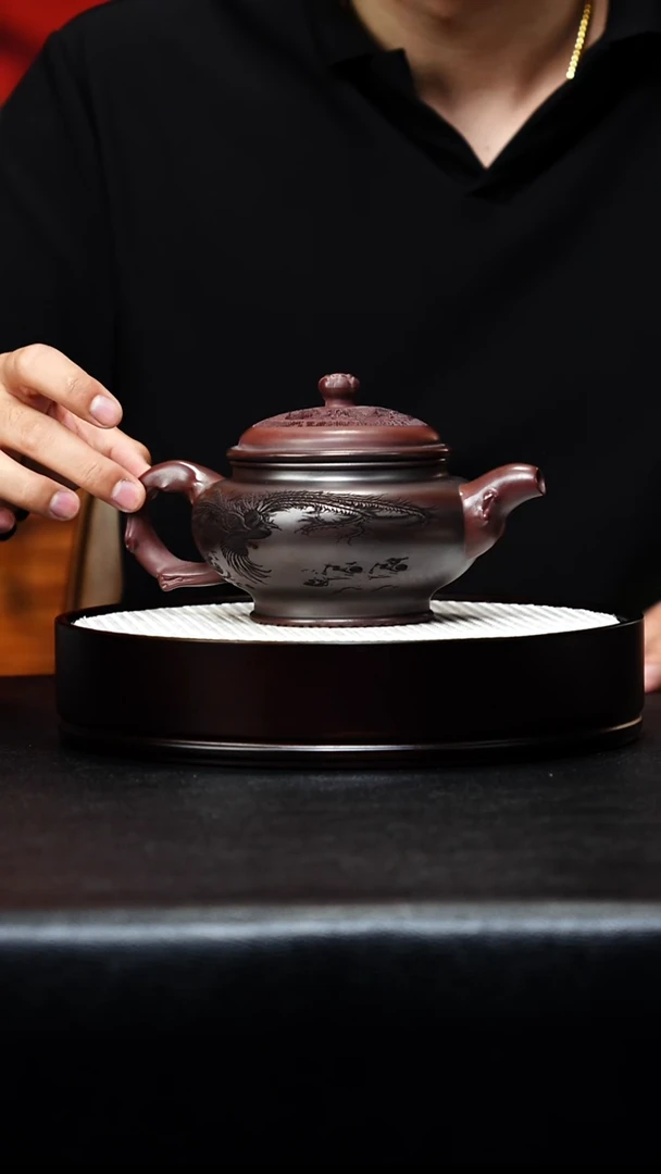 茶壶紫砂宜兴紫砂 有凤来仪 古乌泥