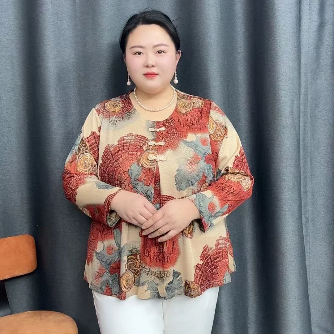 100-240斤春秋款中老年大码加肥加大妈妈装遮肉显瘦百搭长袖女装