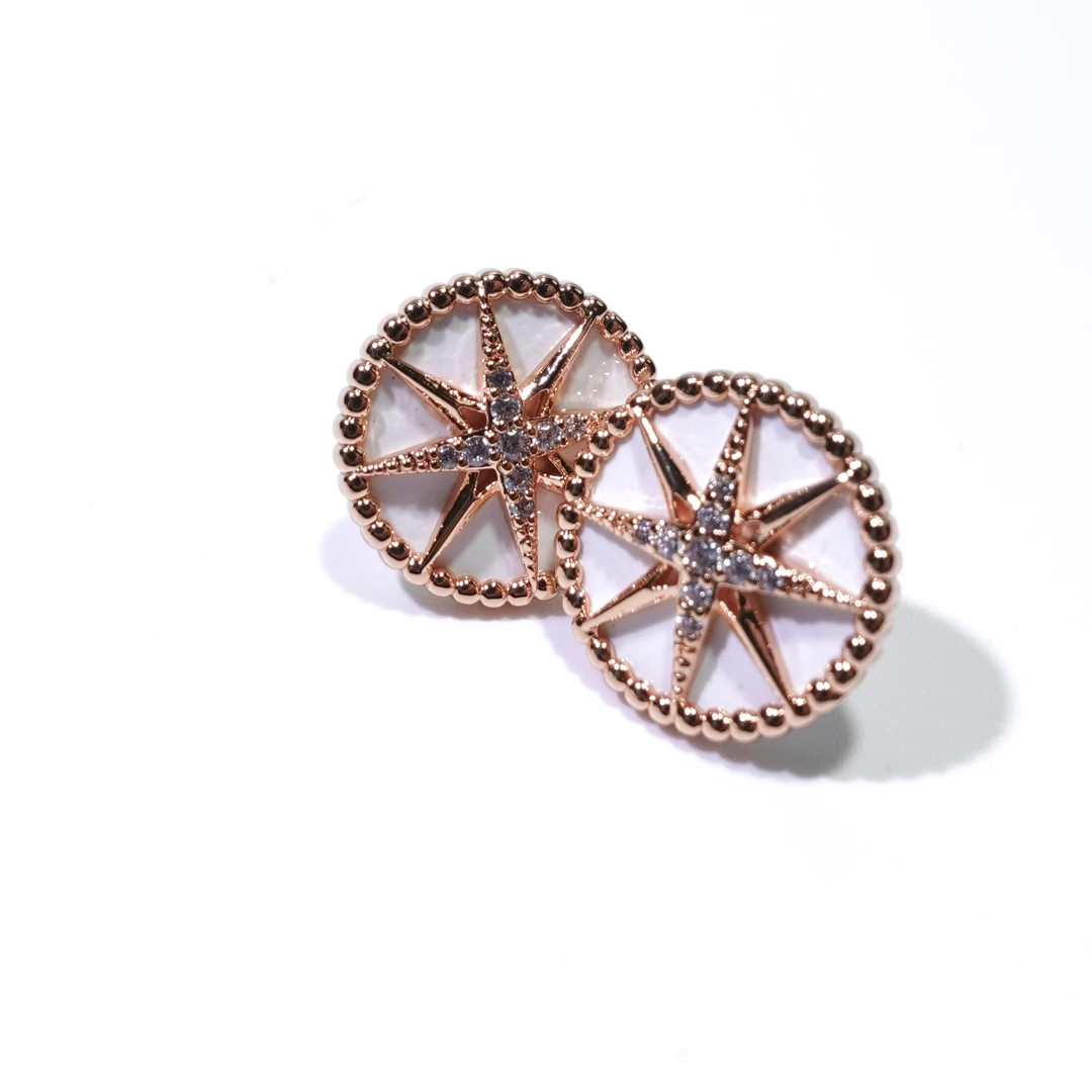 925银合成锆石耳饰 镀K金 925银针 白贝锆石耳钉G1006轻奢复古