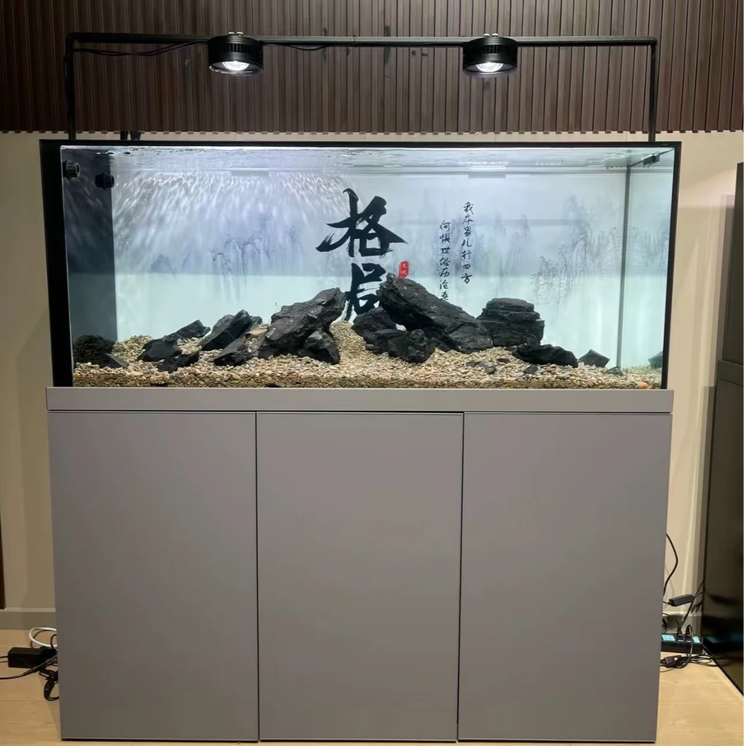 大型客厅家用超白玻璃底滤生态溪流120鱼缸干湿分离免换水