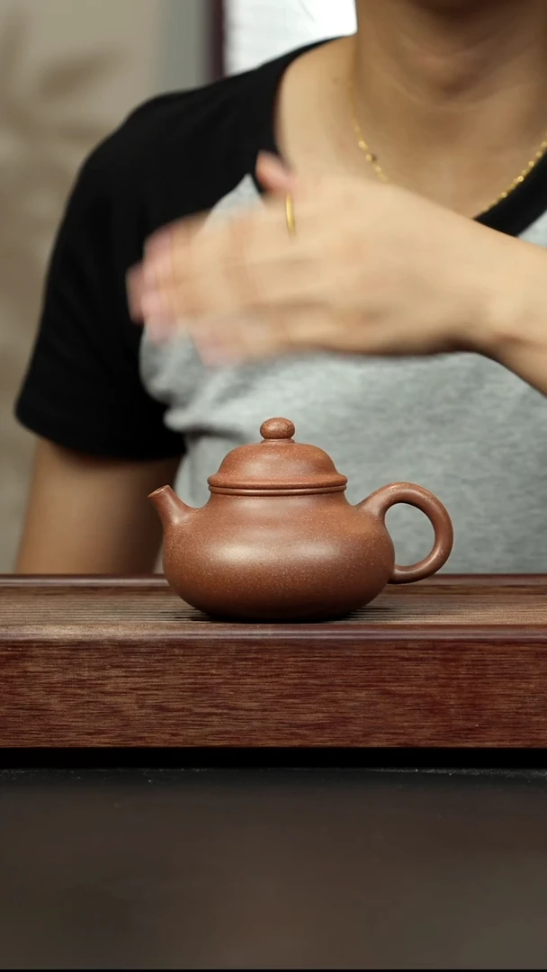 紫砂茶壶老***嗑桃花泥 大容天 深红