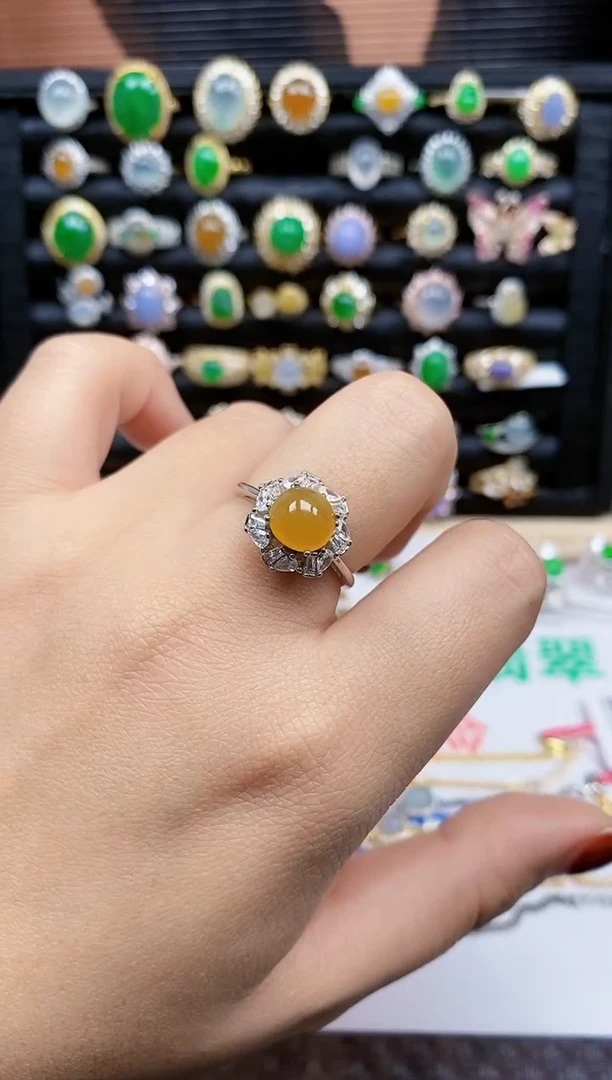 银S925镶嵌戒指翡翠233