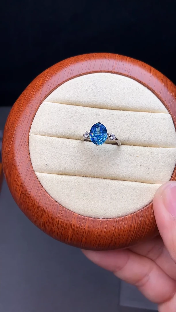 银S925镶嵌戒圈海蓝宝石11