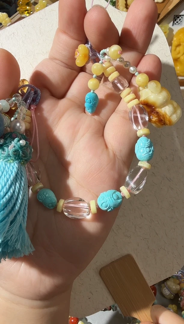 手链蜜蜡未镶嵌蜜蜡绿松石手机挂