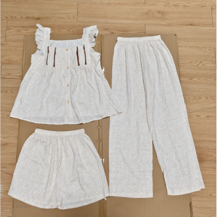 睡衣新款甜美三件套休闲百搭宽松时尚吊带三件套居服可外穿