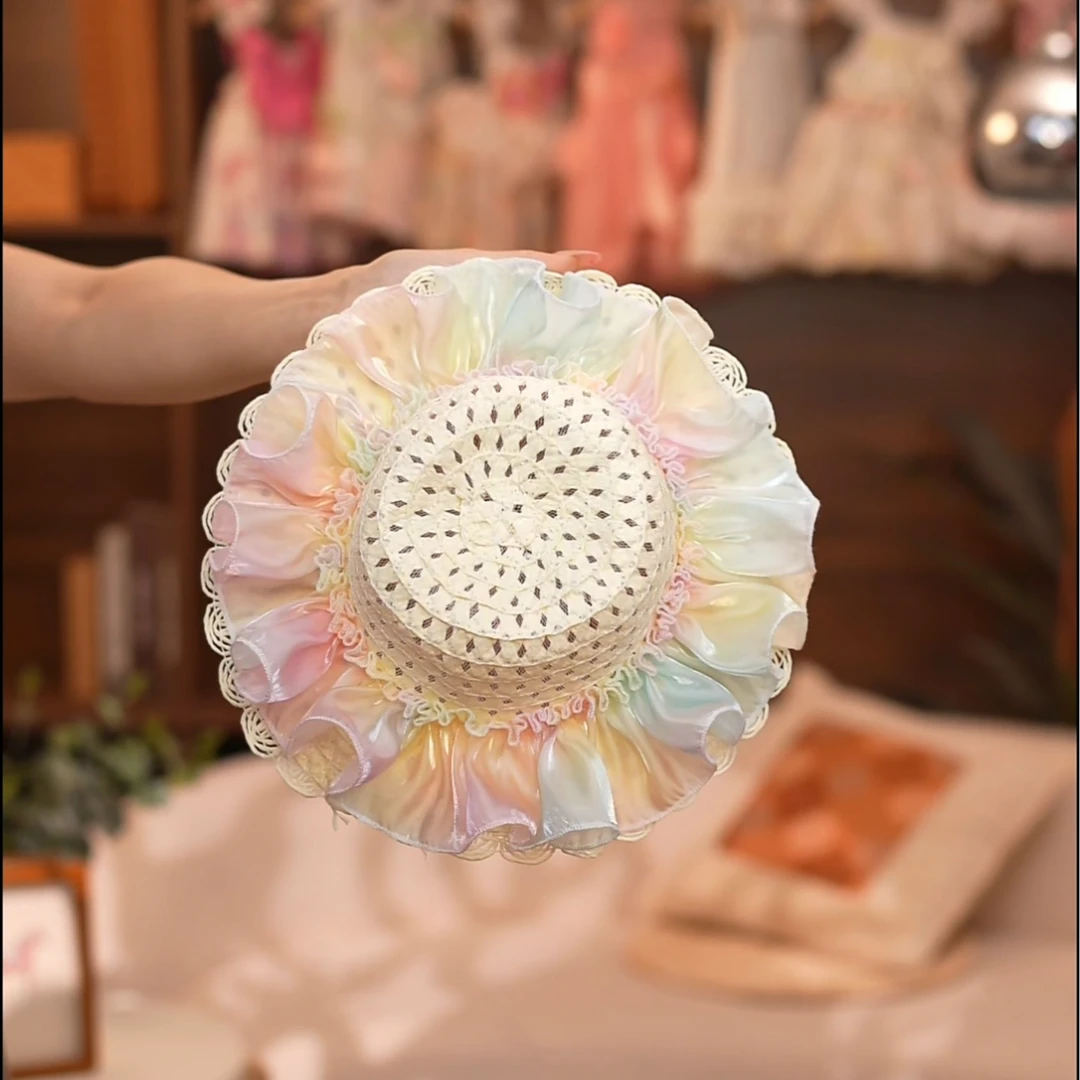 婴幼童夏季甜美小花仙遮阳帽可爱洋气周岁生日礼儿童节
