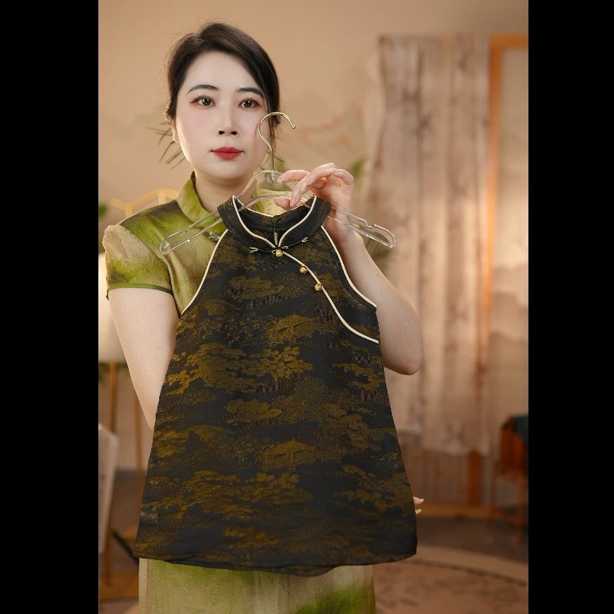 F【金玉浮光】人丝浮光锦#女童夏季短袖中国风女童夏款中式旗袍裙