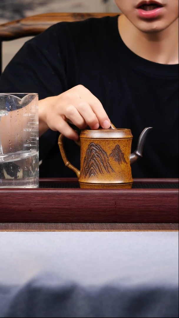 茶壶紫砂宜兴原矿紫砂作品  竹筒