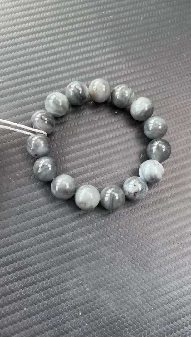 未镶嵌手串和田玉若羌微色差散墨青花卡14手串