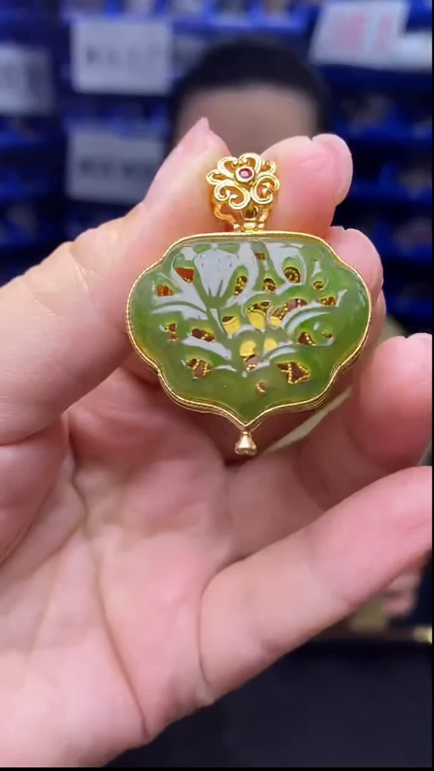 吊坠(不含链)银S925镶嵌和田玉DZ2278