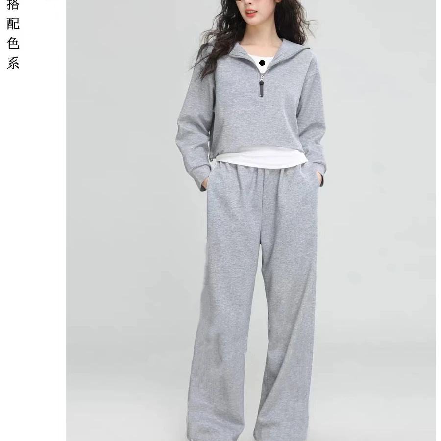 【小依专享】新款休闲时尚运动简约套装D351865B-1865秋季春秋灰色