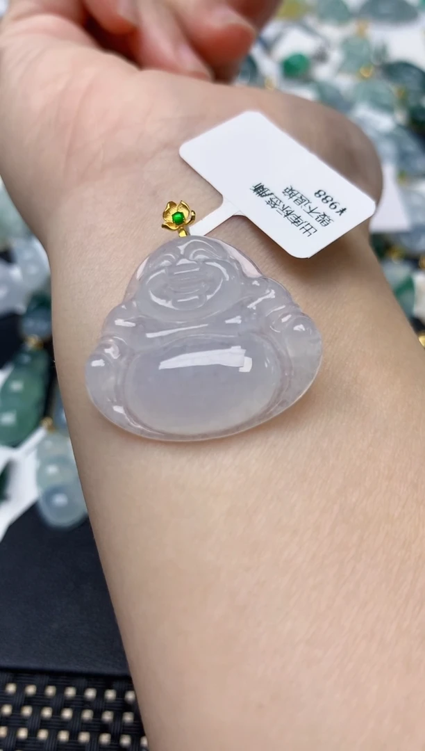 颈饰18K金镶嵌翡翠天然缅甸A货翡翠
