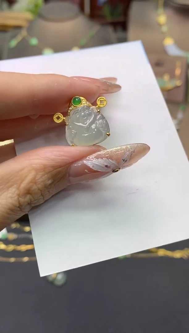 【闪购商品】翡翠颈饰18K金镶嵌净货11076