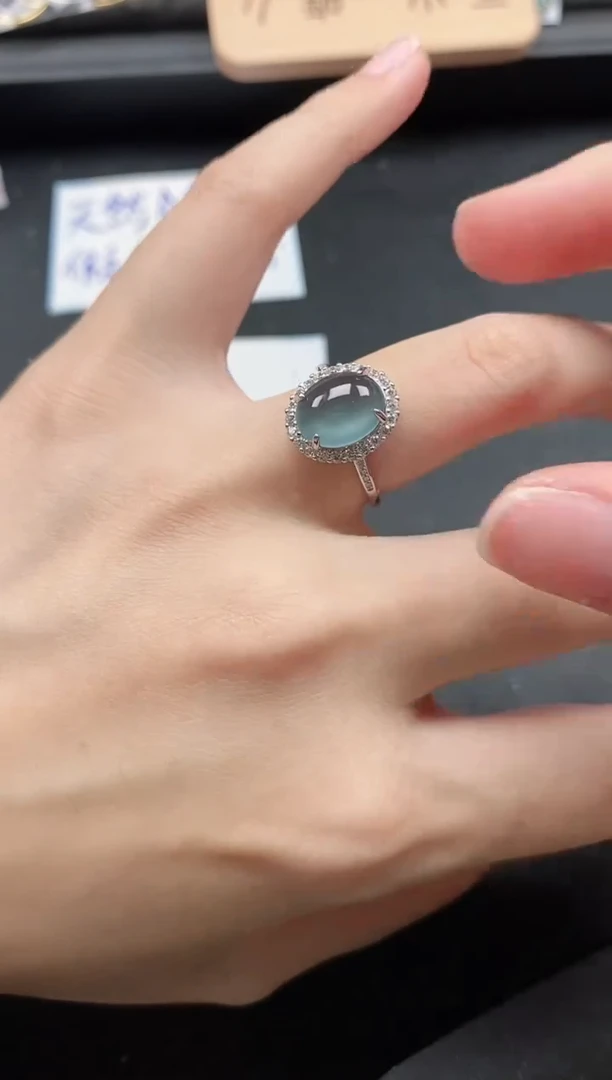 翡翠戒指银S925镶嵌51511