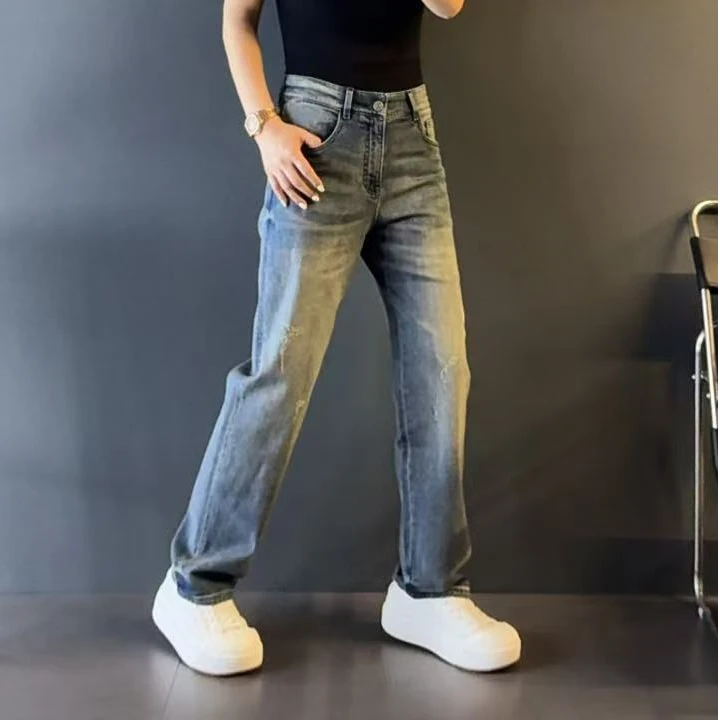 宠粉款男士阔腿老爹牛仔裤76107早秋新款男装老爹牛仔裤