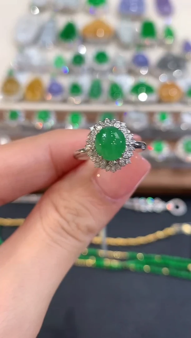 18K金镶嵌戒指翡翠a20多样性一件发货