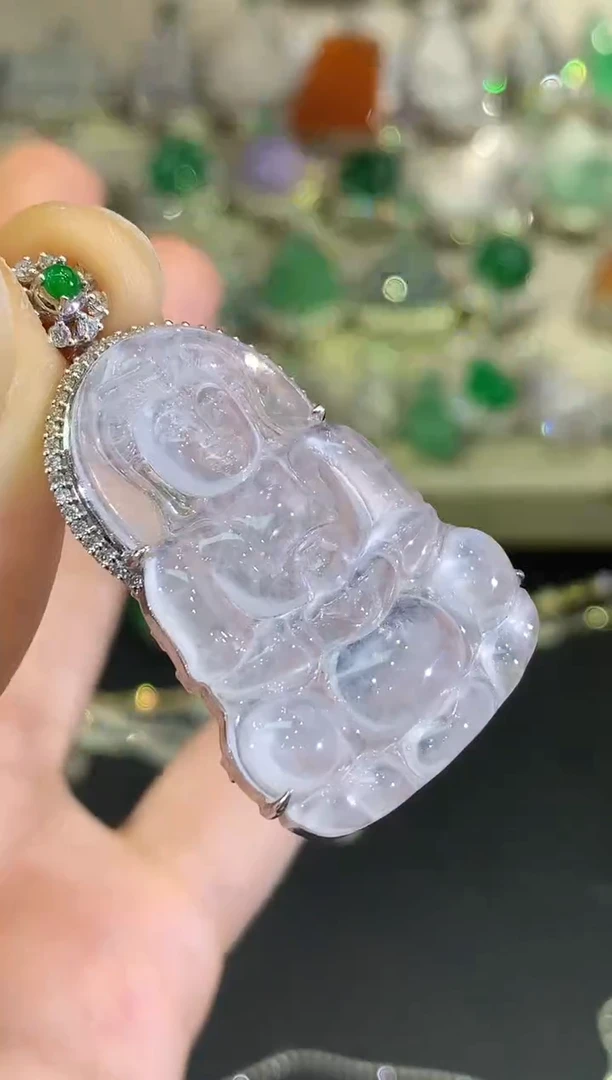 吊坠(不含链)18K金镶嵌翡翠B178