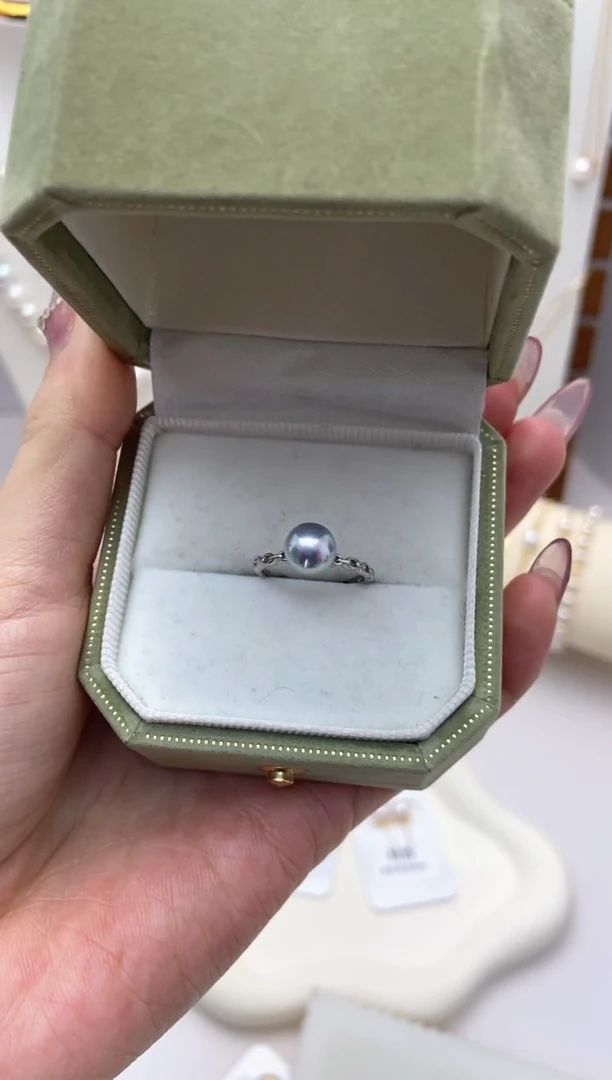 【闪购商品】海水珍珠戒指银S925镶嵌真多麻7.0-7.5戒指