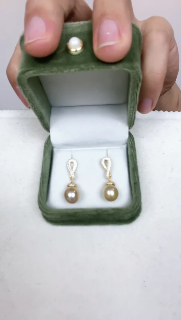 【闪购商品】海水珍珠耳饰银S925镶嵌海水金珠豪镶款耳坠