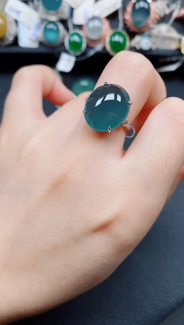 银S925镶嵌戒指翡翠翡翠