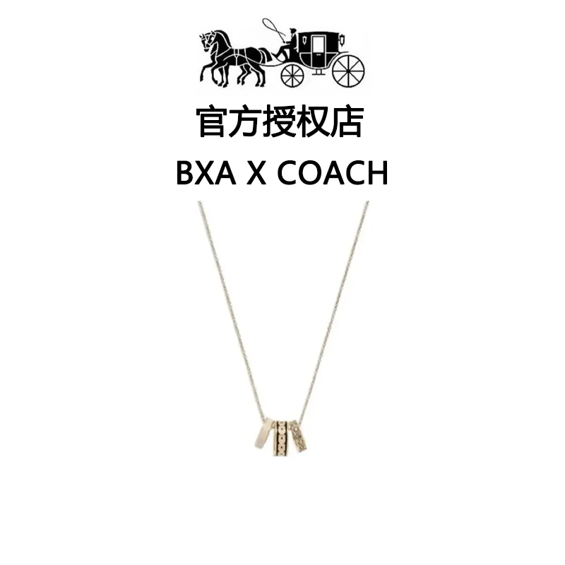 铜合金合成锆石项链 蔻驰联名BXA【三环双C】项链时尚简约带钻/黑色