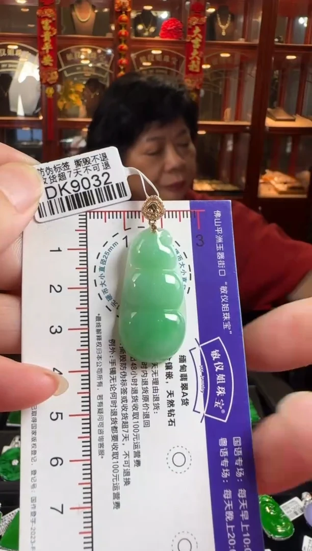 颈饰18K金镶嵌翡翠DK9032绿豆豆