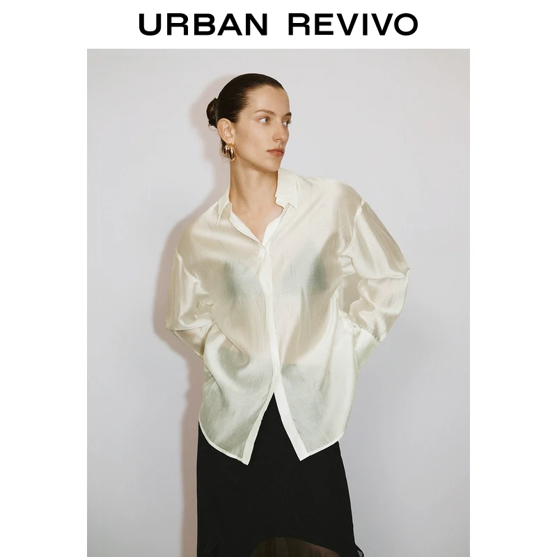 UR2025春季轻通勤风系带宽松衬衫女新款小众衬衣欧若风UWM250019