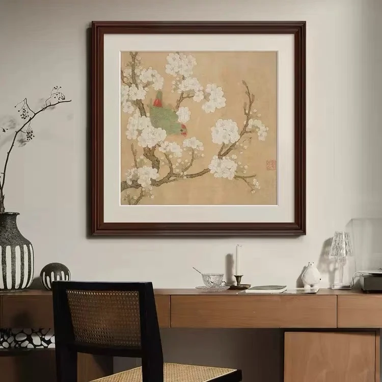 实木装饰画《梨花鹦鹉》155*35客厅，书房，茶室，沙发背景墙装饰画