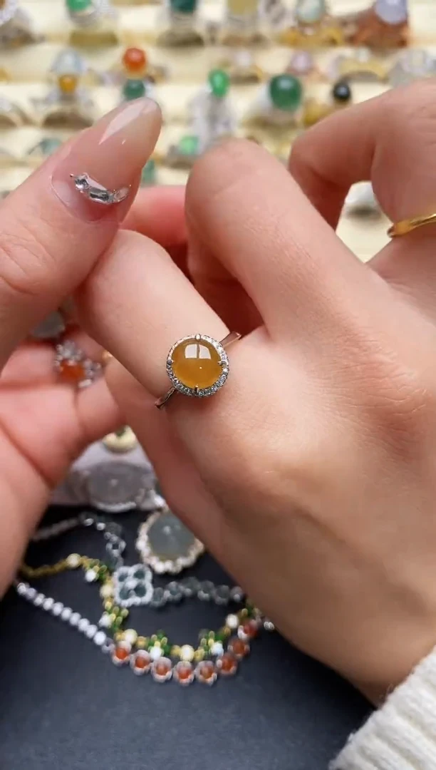 【闪购商品】翡翠戒指银S925镶嵌5555555+5